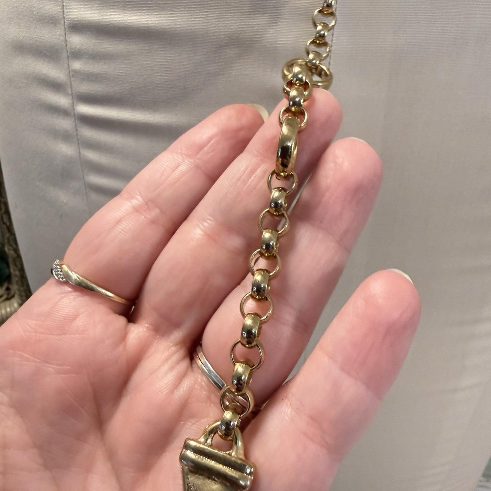 Vintage 35" Chunky Double Strand Rings Gold Tone Chain Fashion Belt Runway - Picture 11 of 12
